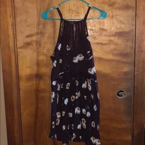 Maroon Floral Dress with Lace